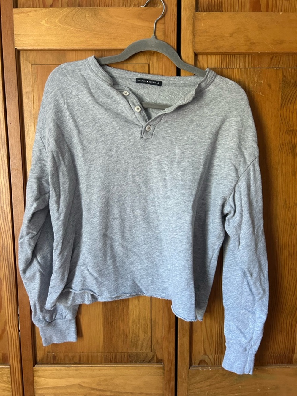 Brandy Melville Light Heather Gray Henley Pullover